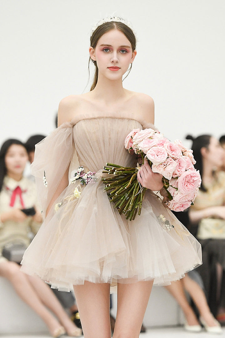 Luolandi Cute Tulle Short Prom Dresses A-Line Homecoming Dresses Without Flowers