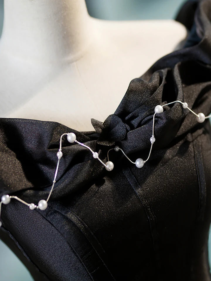 Luolandi A-Line Floor Length Prom Dress with Pearl Off the Shoulder Evening Party Dress