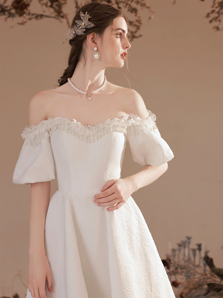 Luolandi Cute Off-Shoulder Short Prom Dresses A-Line Evening Party Dresses Beautiful