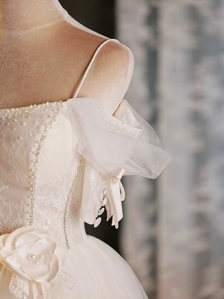 Luolandi Light Champagne Spaghetti Strap Tulle Party Dress Beautiful A-Line Evening Prom Dress Short