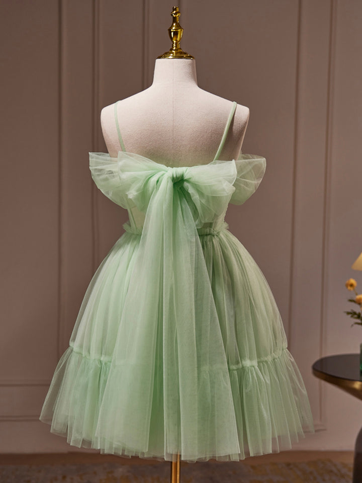 Luolandi Green Tulle Lace Short Prom Dress Cute Homecoming Dress Green Party Dress Beautiful