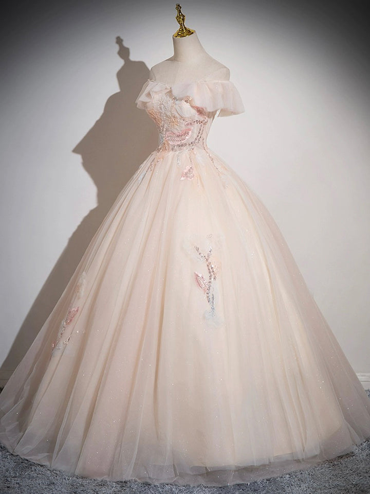 Luolandi Tulle Floor Length Prom Dress Off the Shoulder Evening Party Dress Beautiful