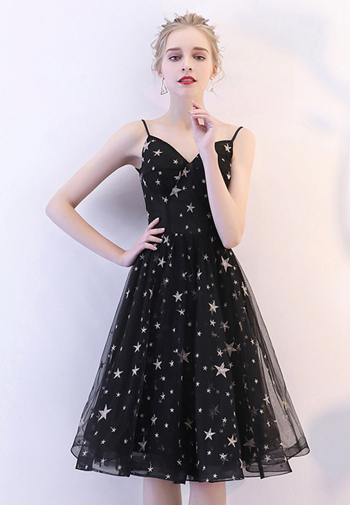 Luolandi Black Tulle Short Prom Dresses A-Line Homecoming Dresses Sexy