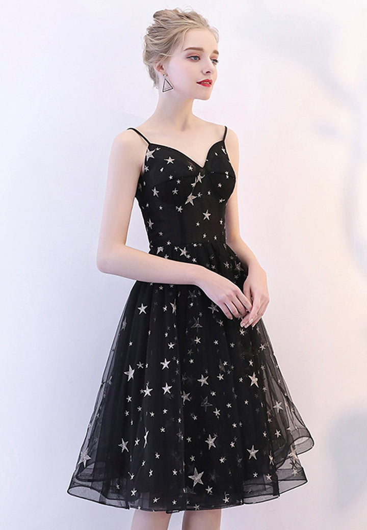 Luolandi Black Tulle Short Prom Dresses A-Line Homecoming Dresses Sexy