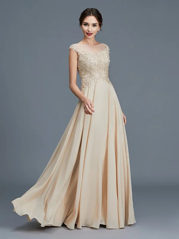 Luolandi A-Line Princess Scoop Sleeveless Ruffles Chiffon Floor-Length Mother of the Bride Dresse Beautifuls