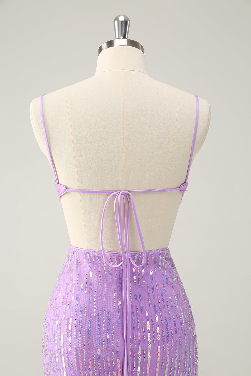 Luolandi Glitter Purple Bodycon Lace Up Back Short Homecoming Dress with Sequins Sparkly