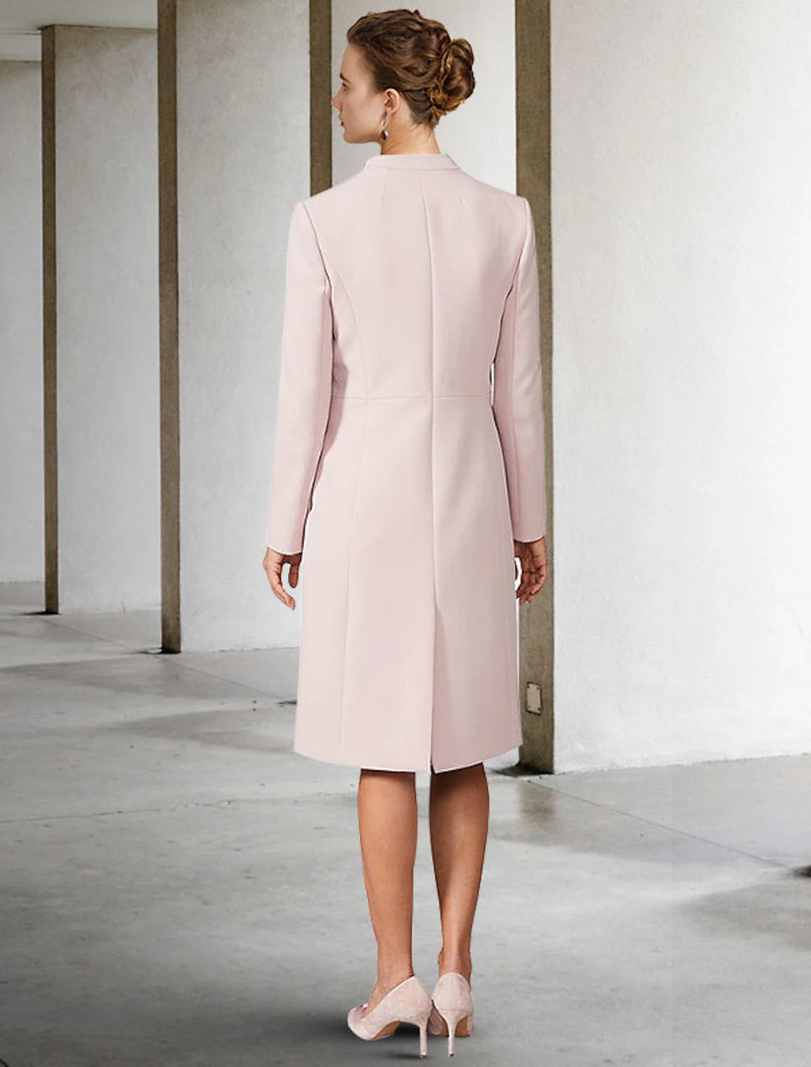 Luolandi Two Piece A-Line Mother of the Bride Dress Wedding Guest Church Elegant V Neck Knee Length Chiffon Short Sleeve Jacket Dresses