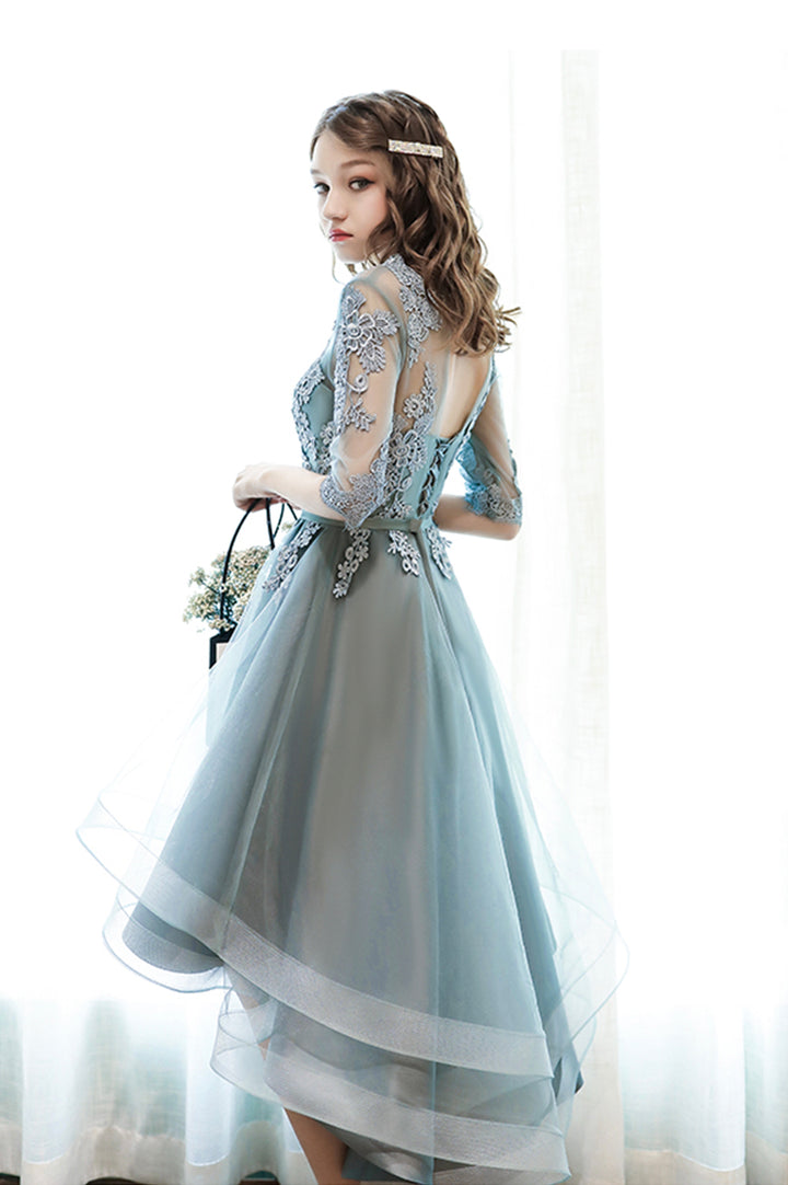 Luolandi Cute Lace High Low Prom Dresses A-Line Party Homecoming Dresses Beautiful
