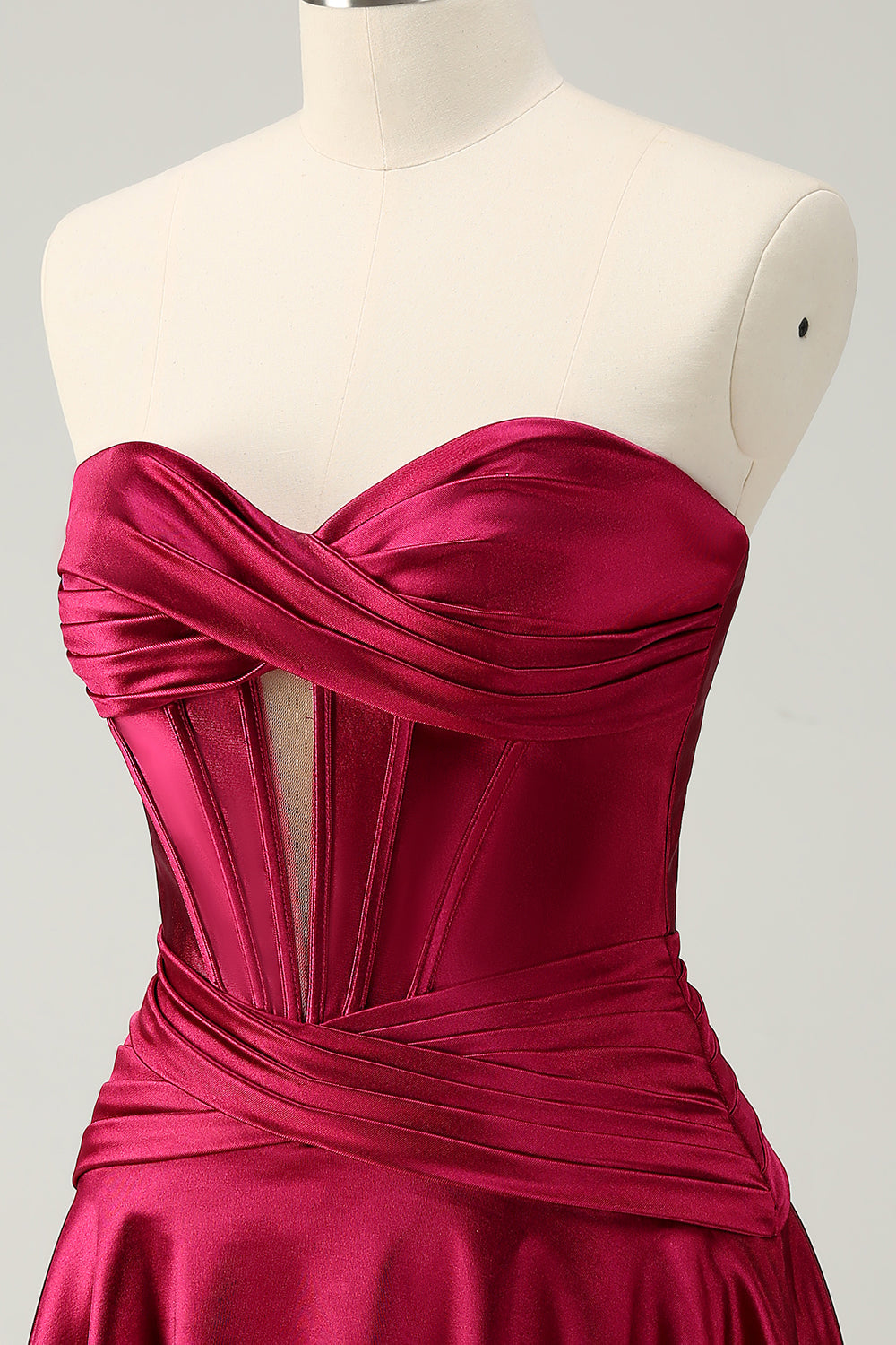 Luolandi Cute Burgundy A Line Sweetheart Criss Cross Corset Homecoming Dress with Ruffles Sexy