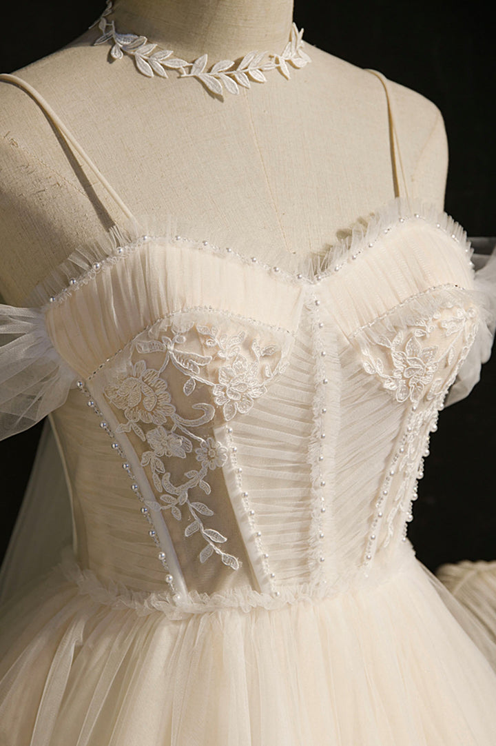 Luolandi Cute Spaghetti Strap Lace Short Party Dresses A-Line Evening Dress Homecoming Dress No With Neck accessories