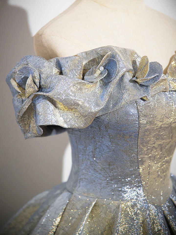 Luolandi Shiny Satin Long Prom Dress Beautiful Off the Shoulder Formal Party Dress Sexy