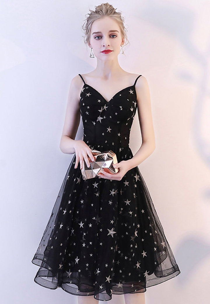 Luolandi Black Tulle Short Prom Dresses A-Line Homecoming Dresses Sexy