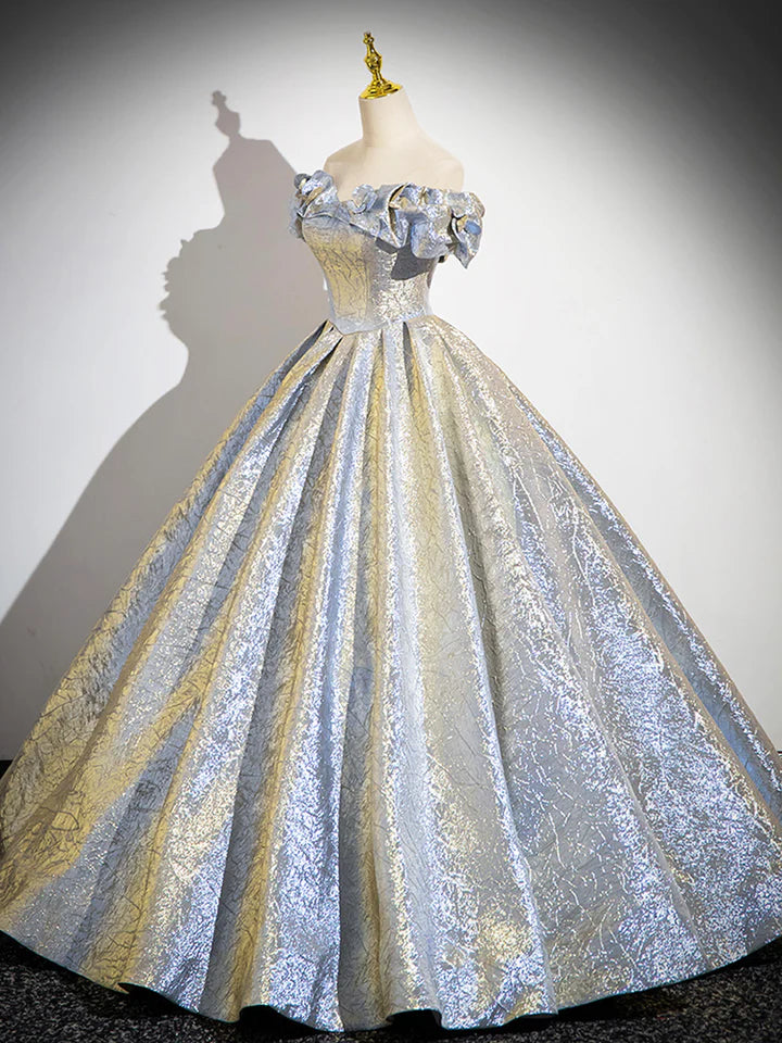 Luolandi Shiny Satin Long Prom Dress Beautiful Off the Shoulder Formal Party Dress Sexy