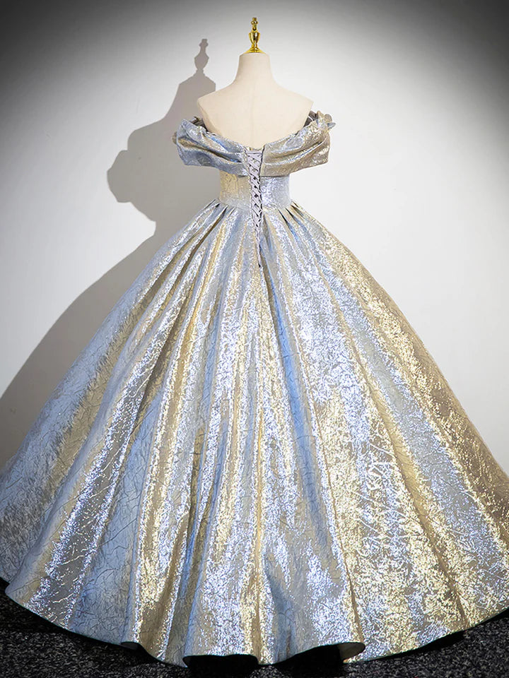 Luolandi Shiny Satin Long Prom Dress Beautiful Off the Shoulder Formal Party Dress Sexy