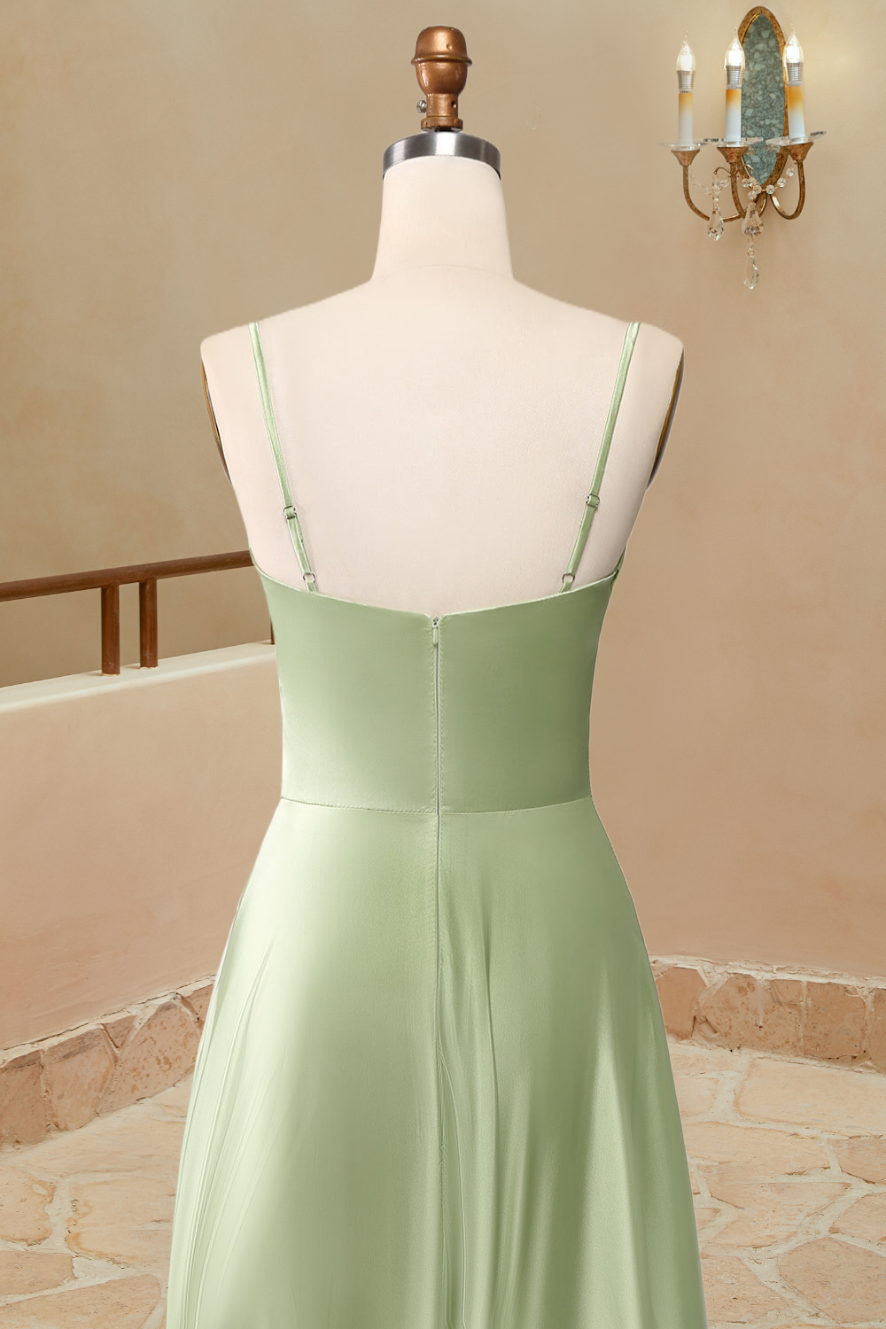 Luolandi A-Line Long Simple Satin Sleeveless Evening Dress Prom Dresses Sexy