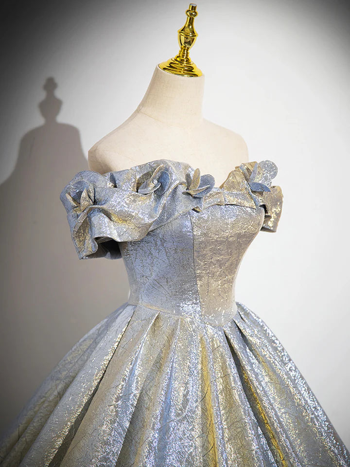 Luolandi Shiny Satin Long Prom Dress Beautiful Off the Shoulder Formal Party Dress Sexy