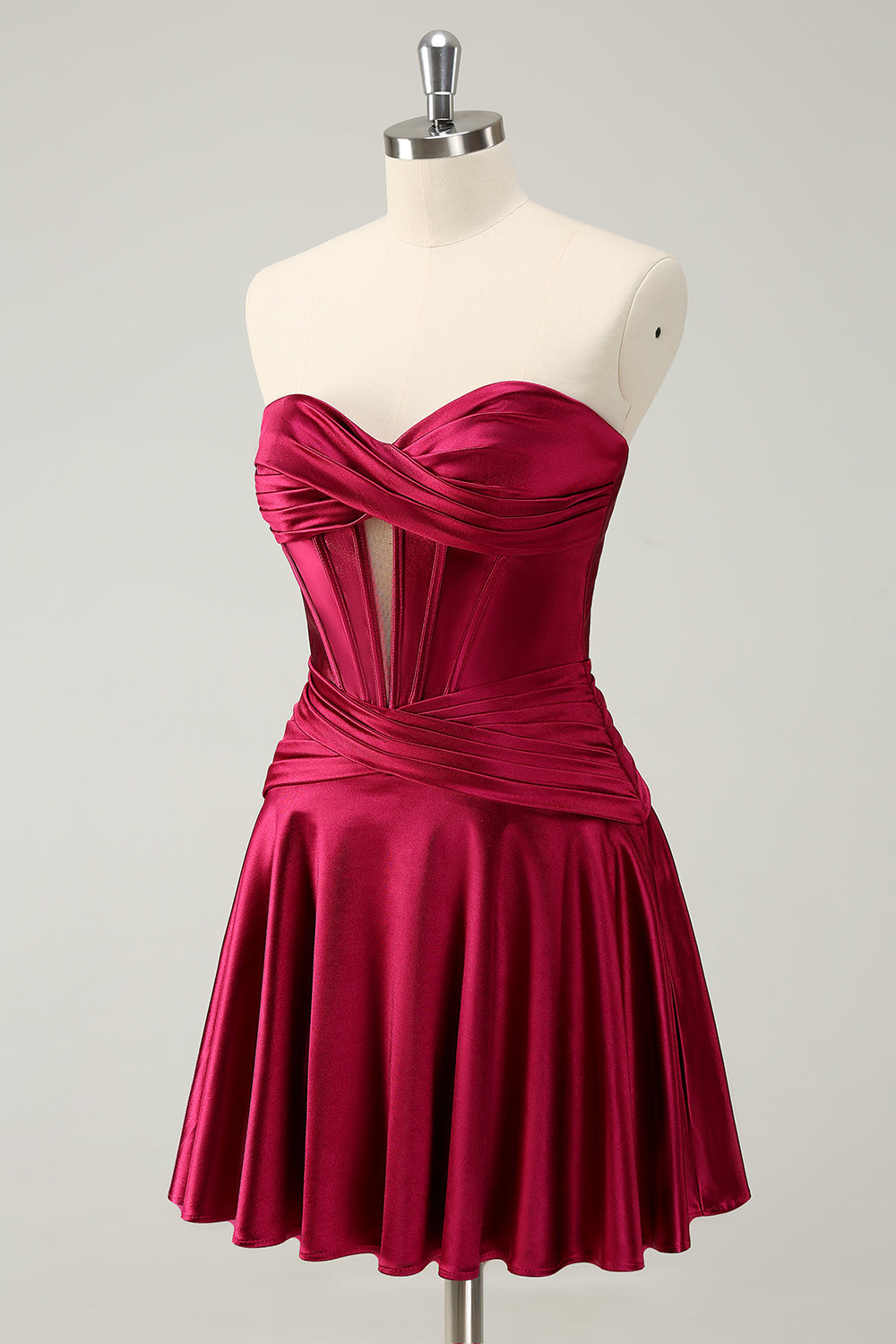 Luolandi Cute Burgundy A Line Sweetheart Criss Cross Corset Homecoming Dress with Ruffles Sexy