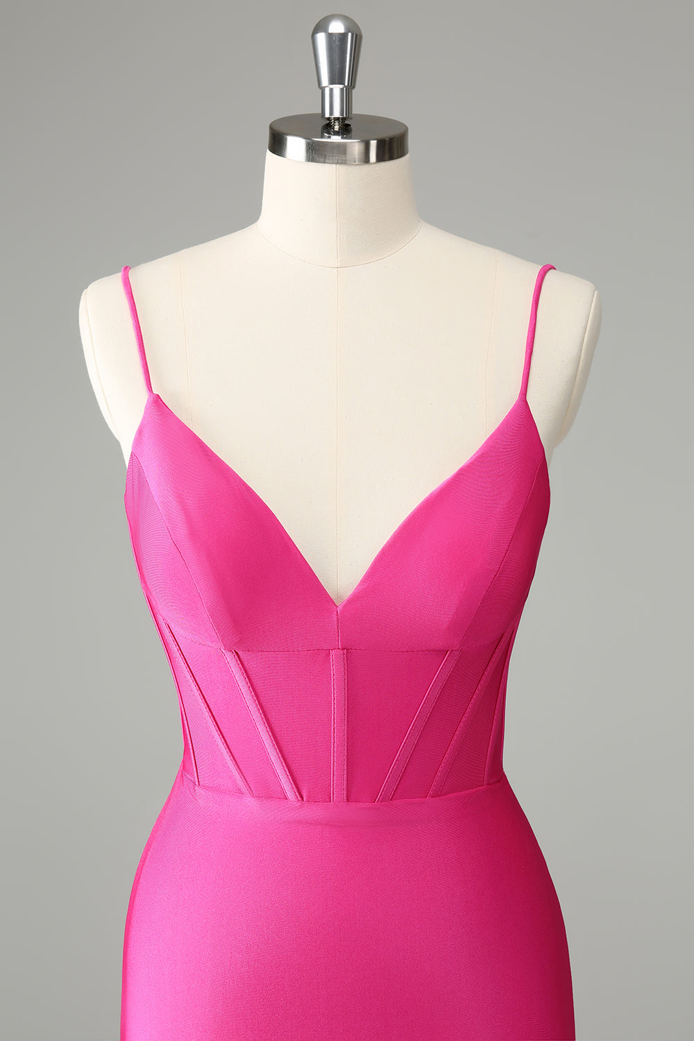 Luolandi Fuchsia Bodycon Spaghetti Straps Pleated Short Homecoming Dress Sexy