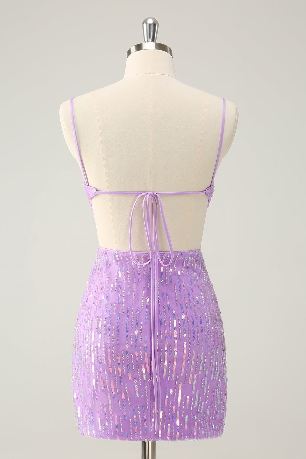 Luolandi Glitter Purple Bodycon Lace Up Back Short Homecoming Dress with Sequins Sparkly