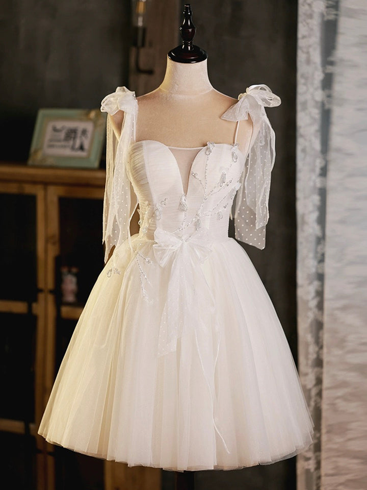 Luolandi Lovely A-Line Spaghetti Straps Short Tulle Homecoming Dress Sweet Evening Party Dress