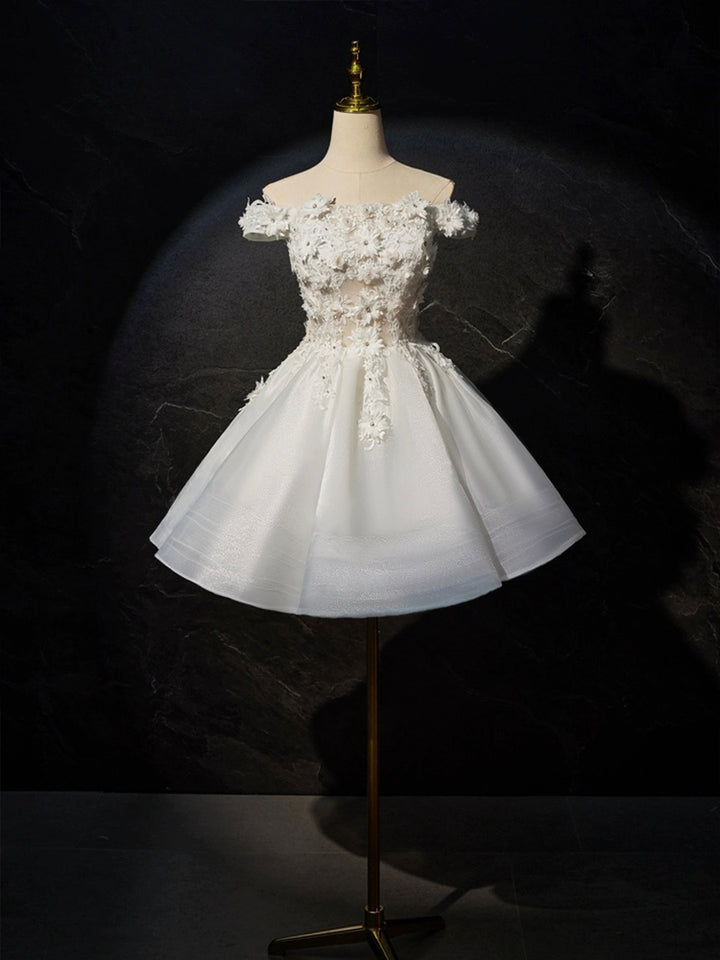 Luolandi Flowers Lace Short Prom Dress Lovely A-Line Evening Party Dress Homecoming Dresses