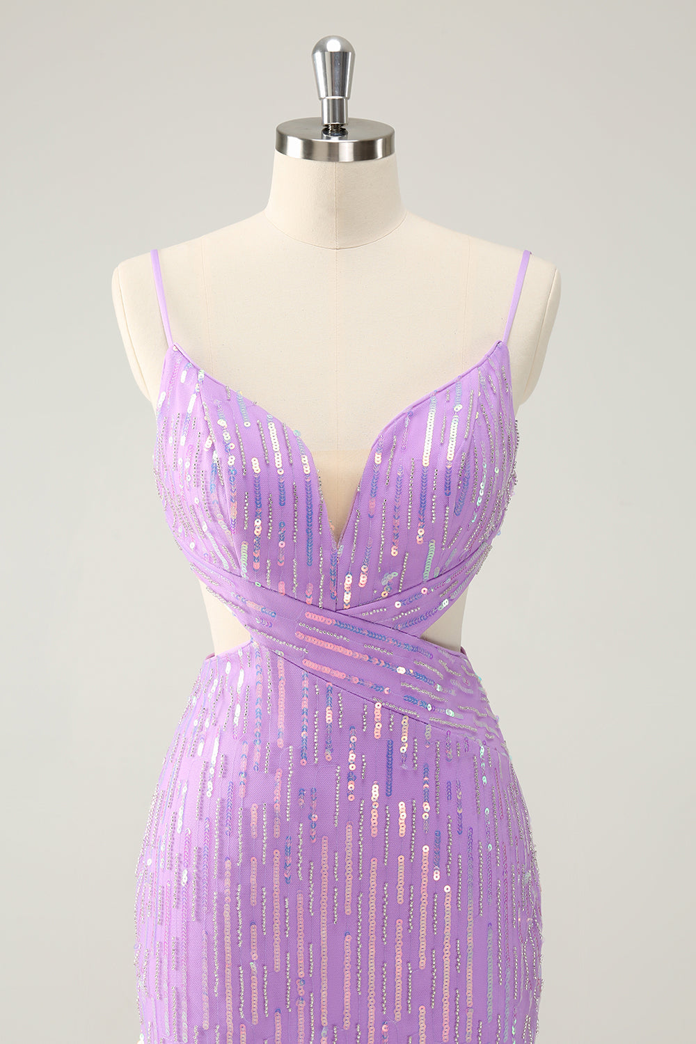Luolandi Glitter Purple Bodycon Lace Up Back Short Homecoming Dress with Sequins Sparkly