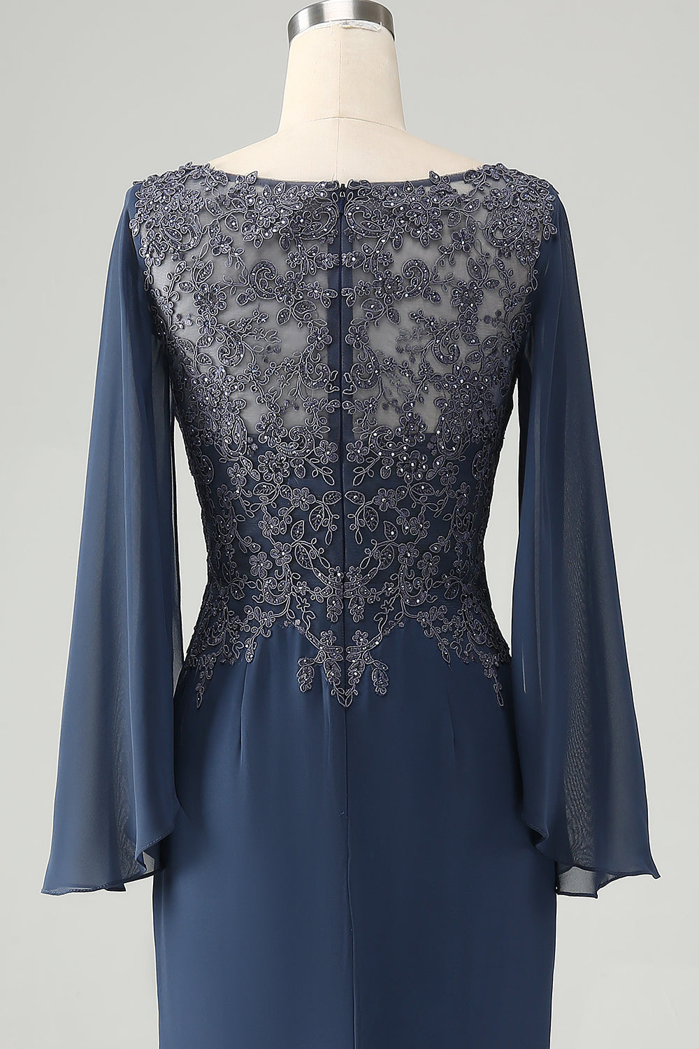 Luolandi Mermaid V Neck Beaded Mother of the Bride Dress With Short Sleeves Floor Length