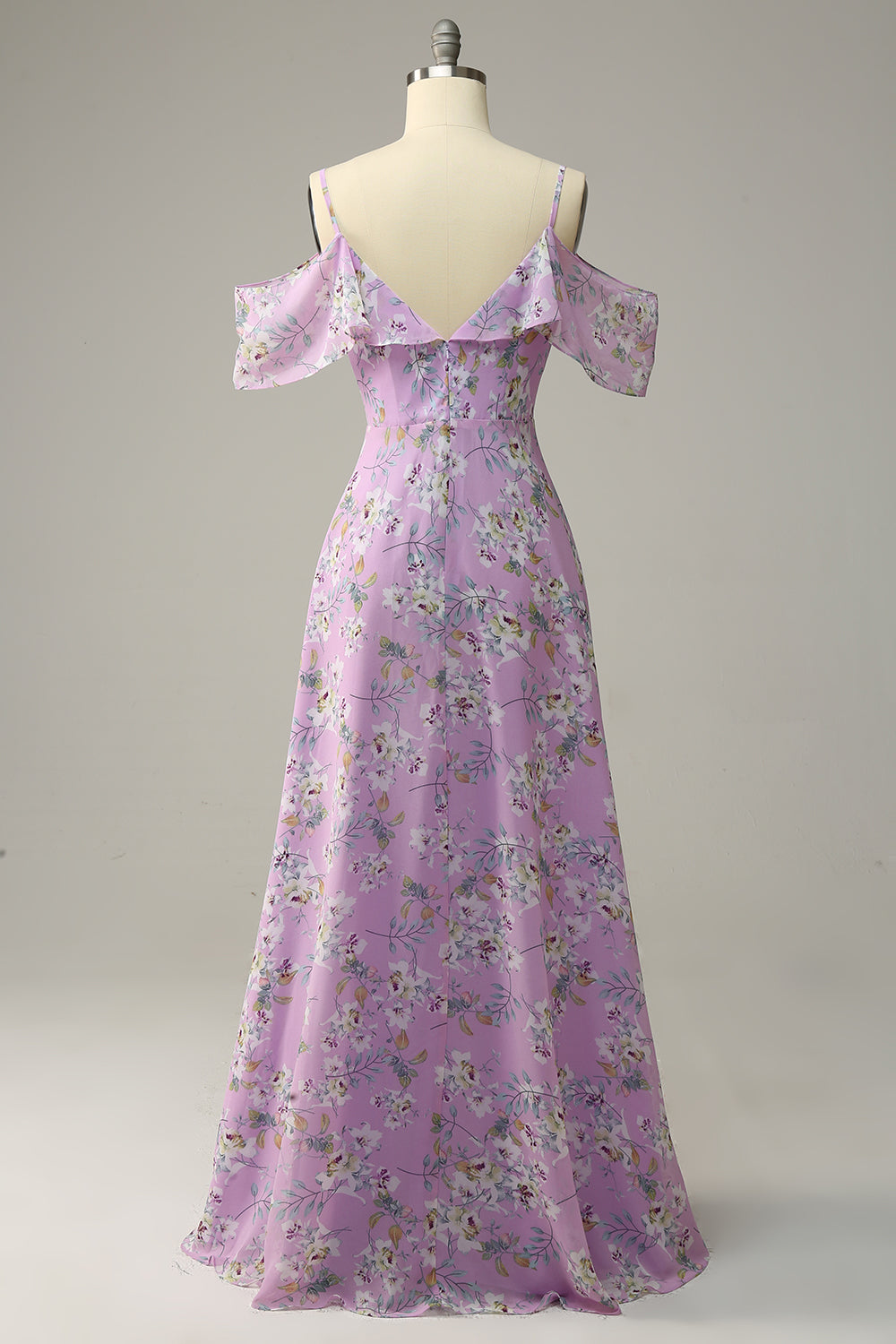 Luolandi A Line Off the Shoulder Floral Print Long Bridesmaid Dress Floor Length Beautiful Party Dresses