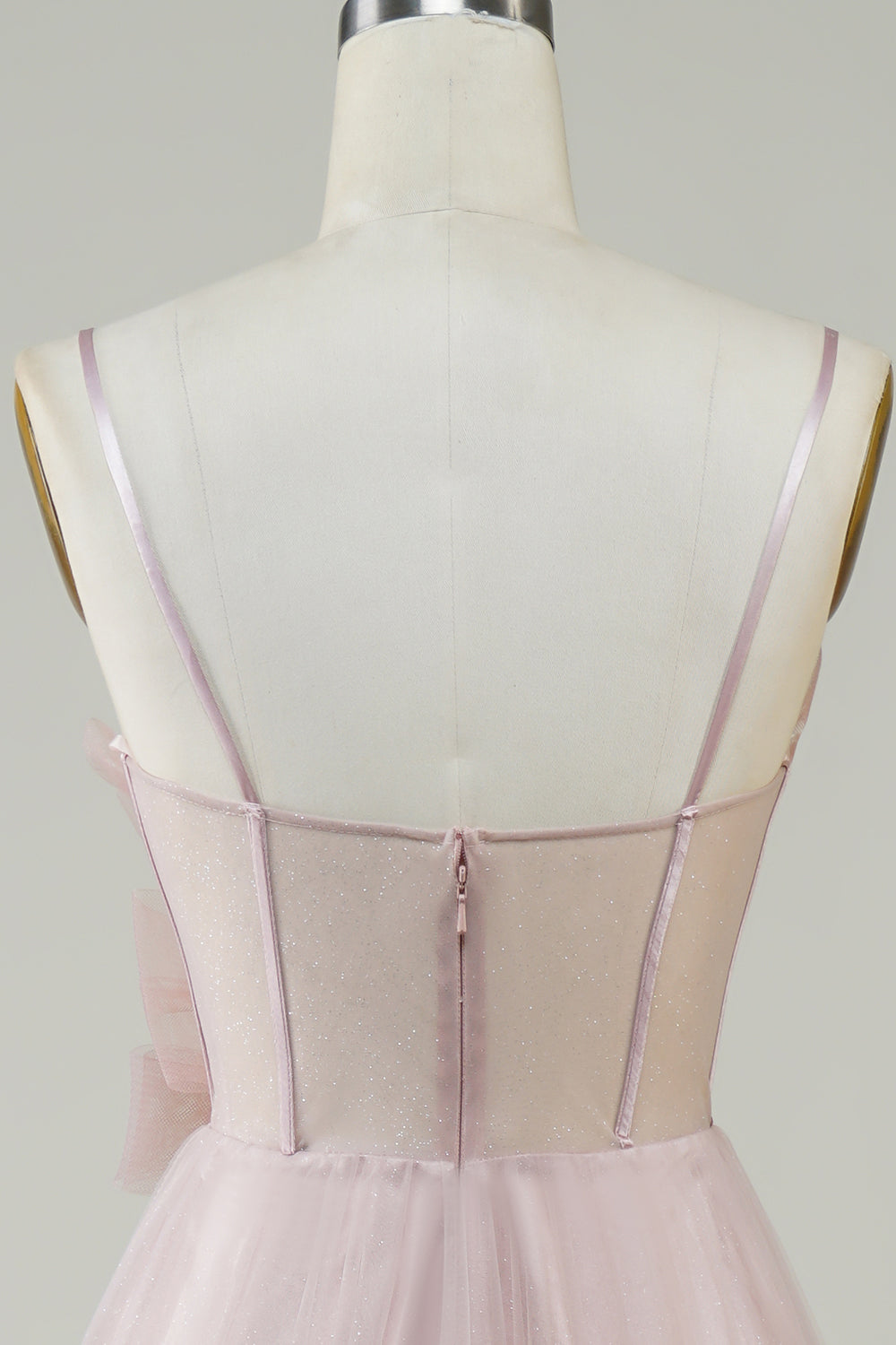 Luolandi Dress Blush A-Line Corset Long Tulle Prom Dress with Appliques V-neck Beautiful