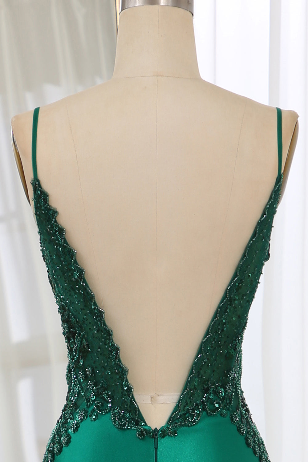 Luolandi Glitter Dark Green Mermaid Backless Prom Dress With Beaded Appliques Sexy Evening Dresses