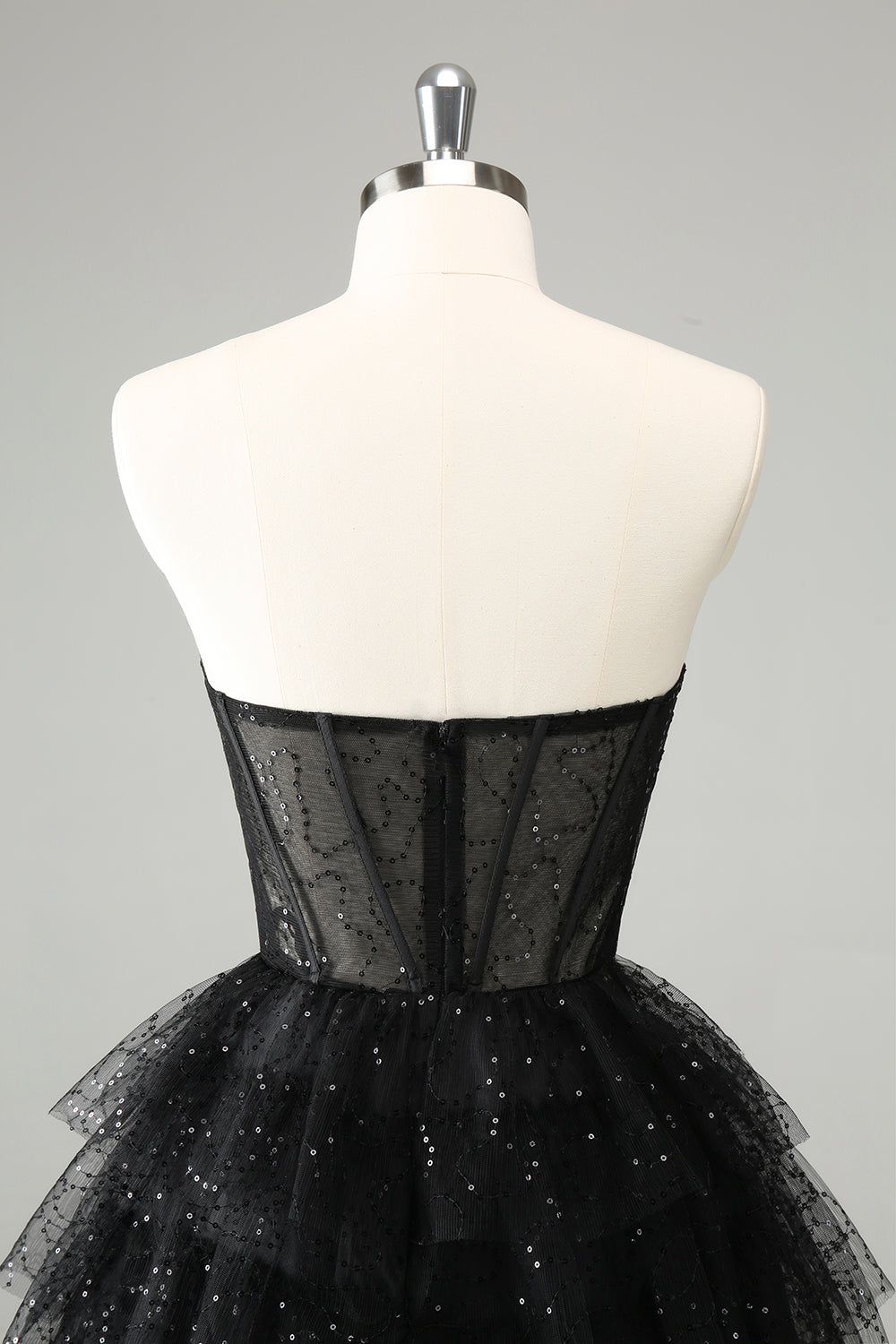 Luolandi Cute Sparkly Black A Line Sweetheart Pleated Corset Homecoming Dress with Sequins Sexy