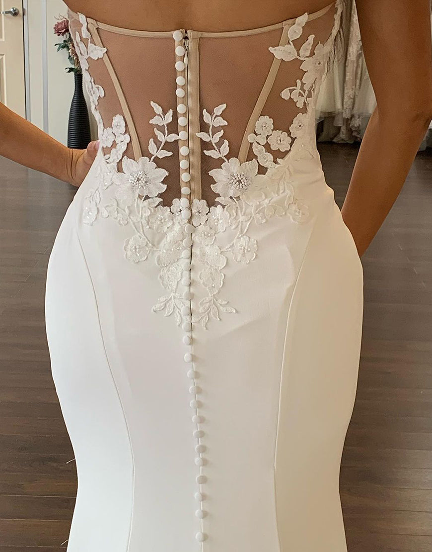 Luolandi Mermaid Off The Shoulder Straps Simple Lace Back Wedding Dress Sexy