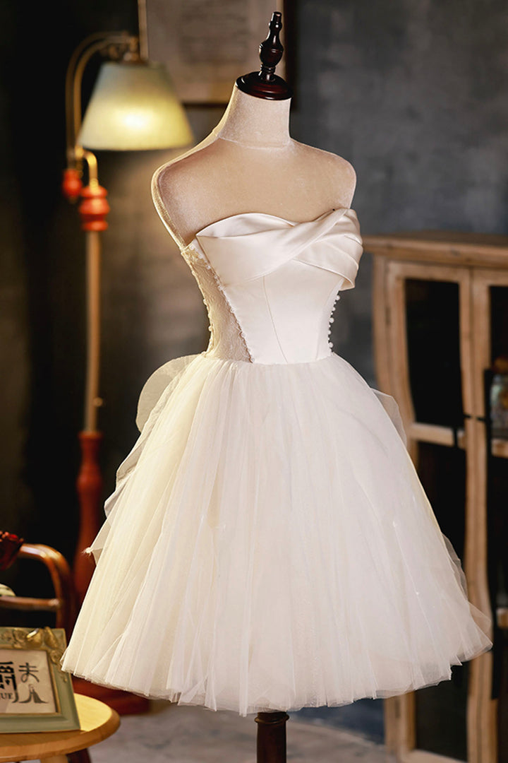 Luolandi A-line Strapless Party Dress Short Homecoming Dress Lovely Wedding Dresses