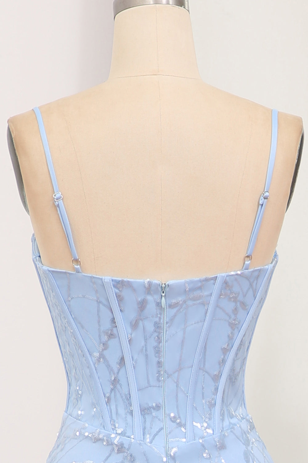 Luolandi Glitter Light Blue Mermaid Long Prom Dress With Sequined Appliques Sexy Evening Dresses