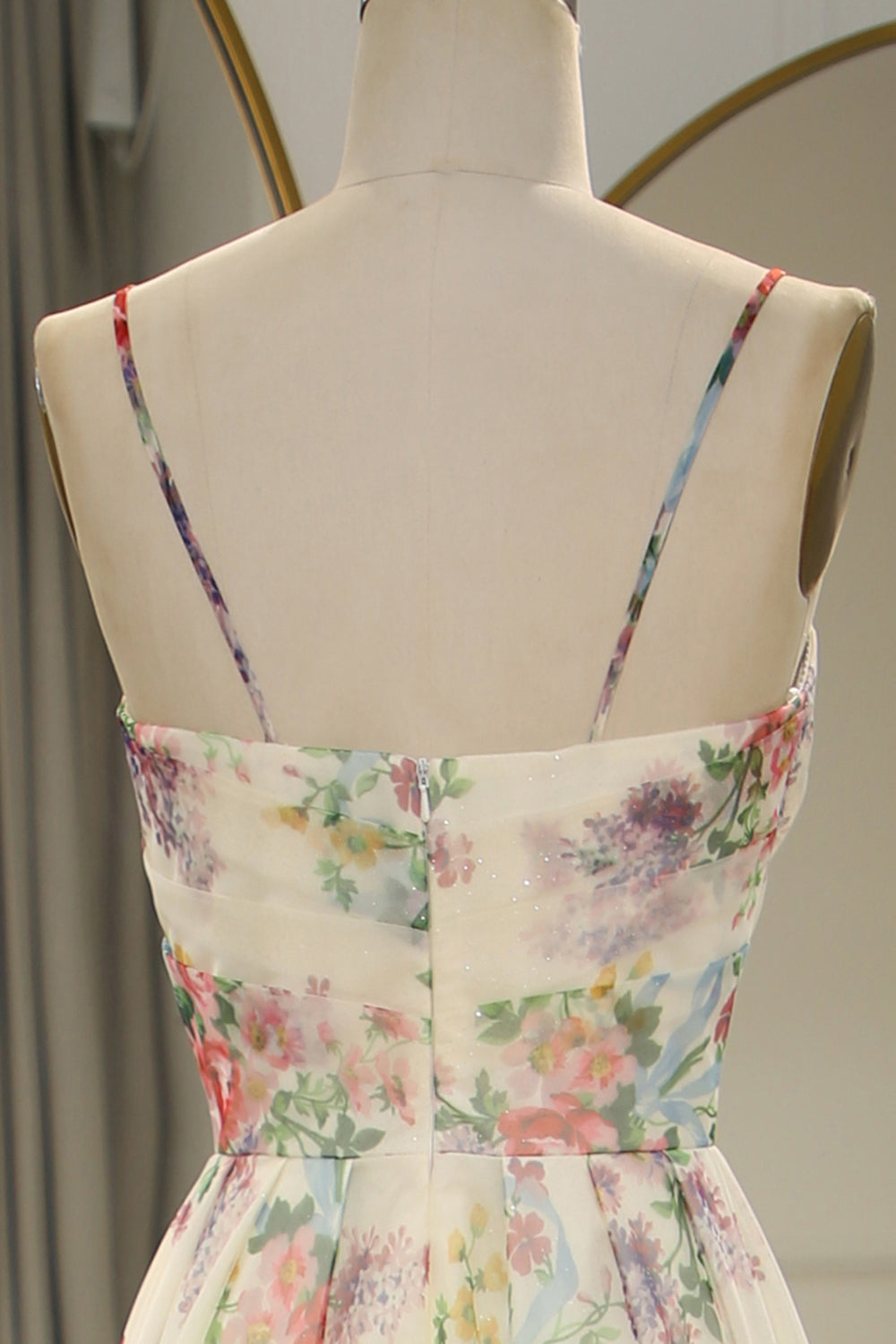 Luolandi A Line Flower Spaghetti Straps Long Prom Dress With Slit Beautiful