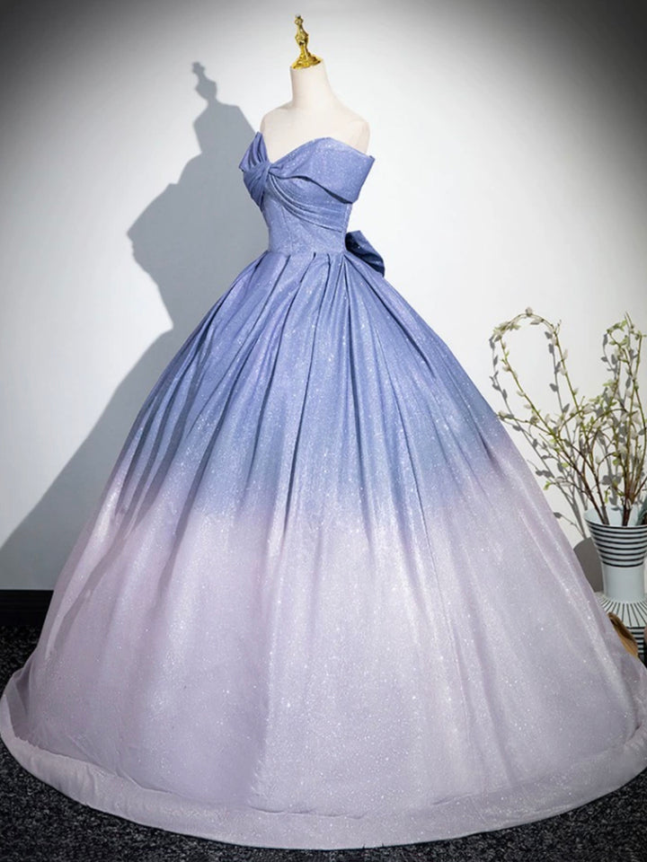 Luolandi Gradient-Color Glitter Sequins Prom Dresses A-Line Princess Off-The-Shoulder Sleeveless Blue Formal Dresses