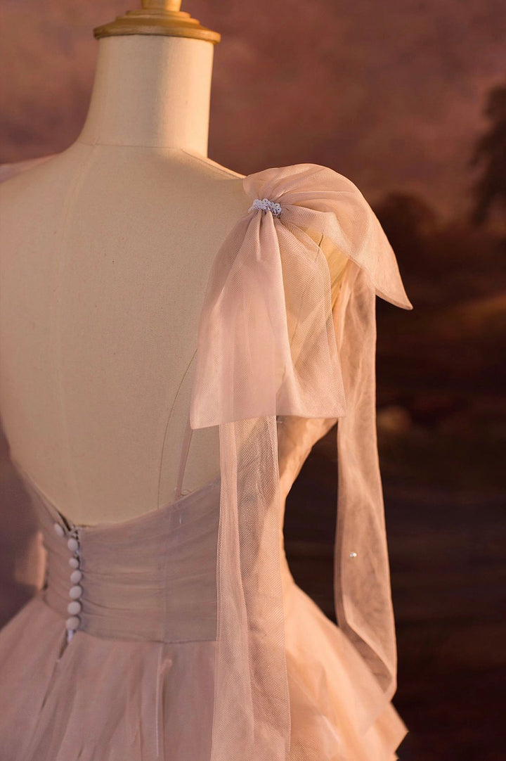 Luolandi V-Neck Tulle Long Ball Gown A-Line Formal Evening Gown Sexy