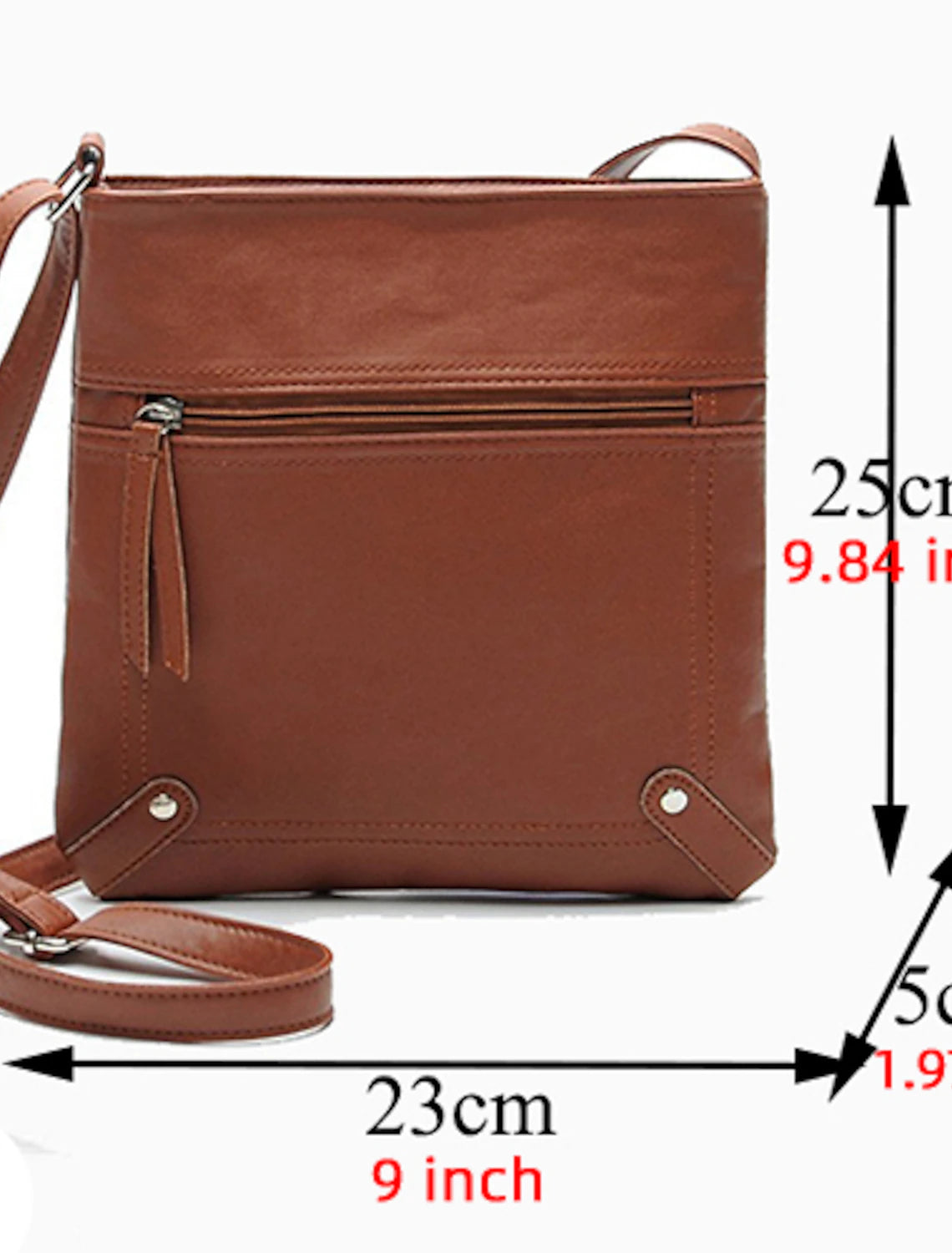 Unisex Crossbody Bag PU Leather Daily Office & Career Rivet Solid Color Dark Brown Black Red