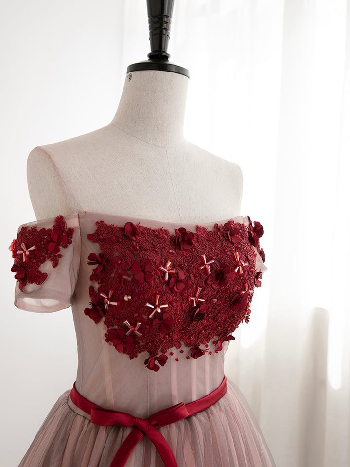 Luolandi Cute Tulle Lace Short Prom Dress Off the Shoulder Evening Dress Homecoming Dresses