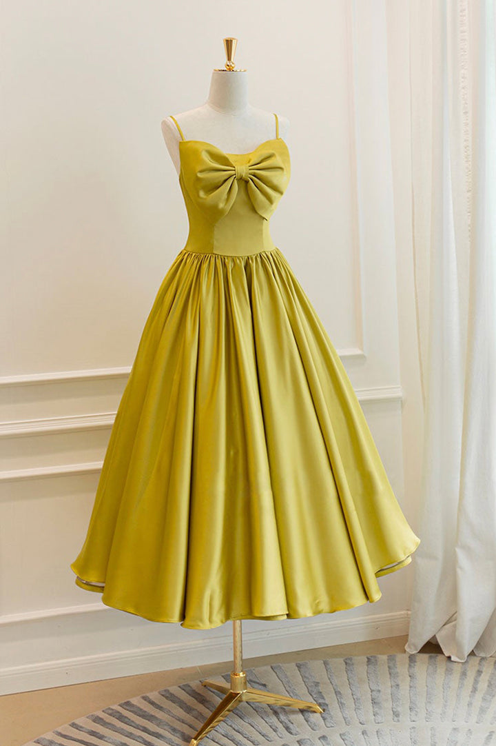 Luolandi Elegant Satin Short Prom Dresses A-Line Bow Homecoming Dresses Cute Graduation Dress
