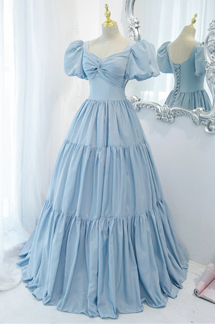 Luolandi Elegant A-Line Long Prom Dress Blue Formal Evening Dress Floor Length Party Dress