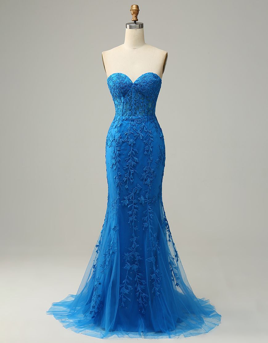 Luolandi Lilac Mermaid Corset Back Long Prom Dress With Appliques