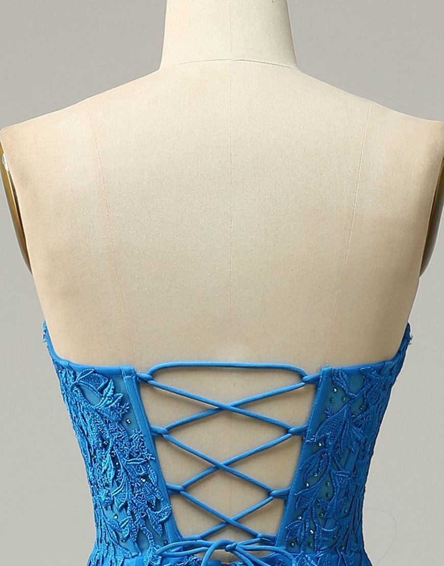 Luolandi Lilac Mermaid Corset Back Long Prom Dress With Appliques