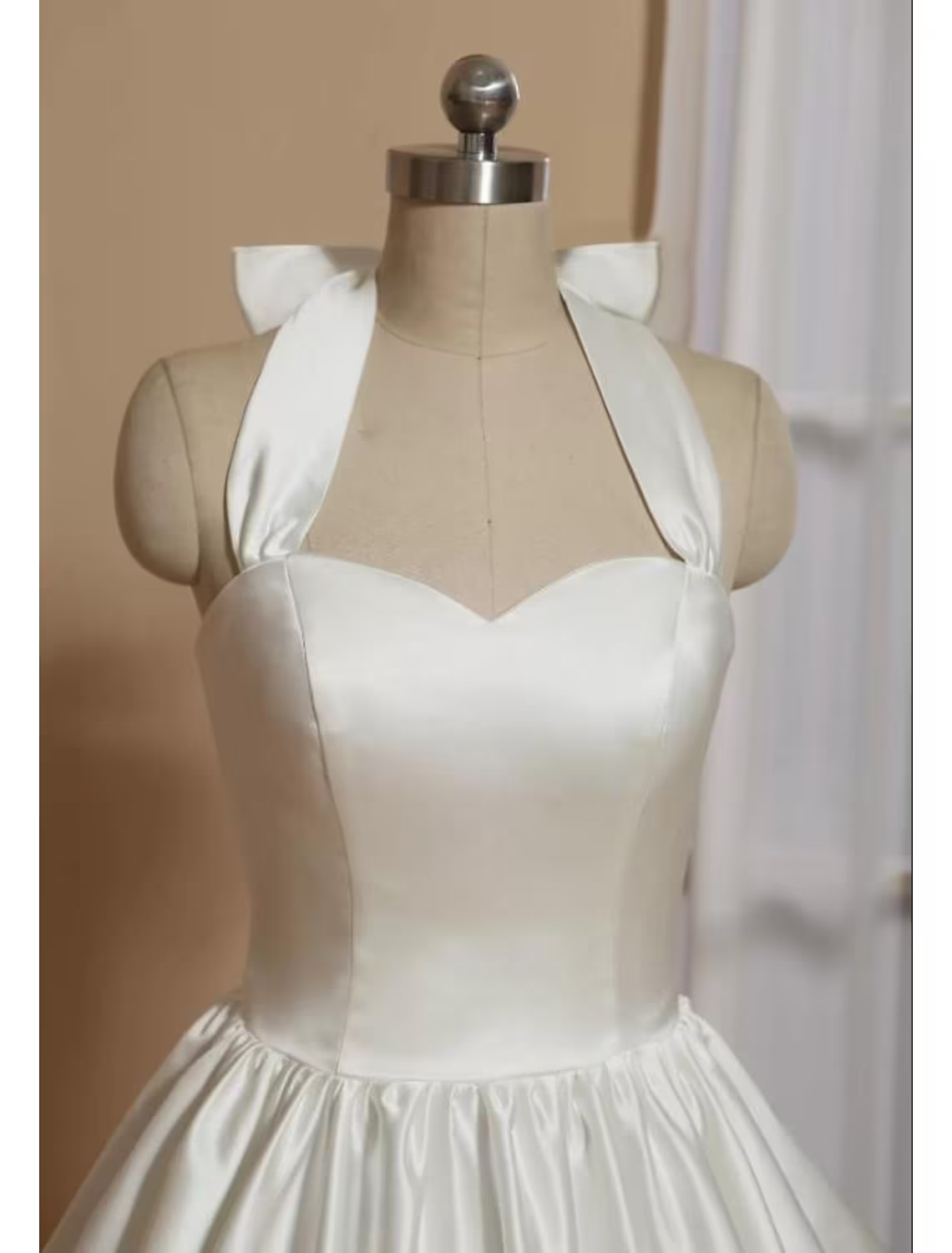 Luolandi Ball Gown A-Line Cocktail Dresses Minimalist Dress Engagement Tea Length Sleeveless Halter Italy Satin with Butterfly