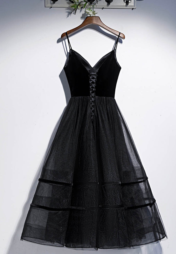 Luolandi Black Velvet Tulle Short Prom Dresses A-Line Party Dresses Homecoming Dresses