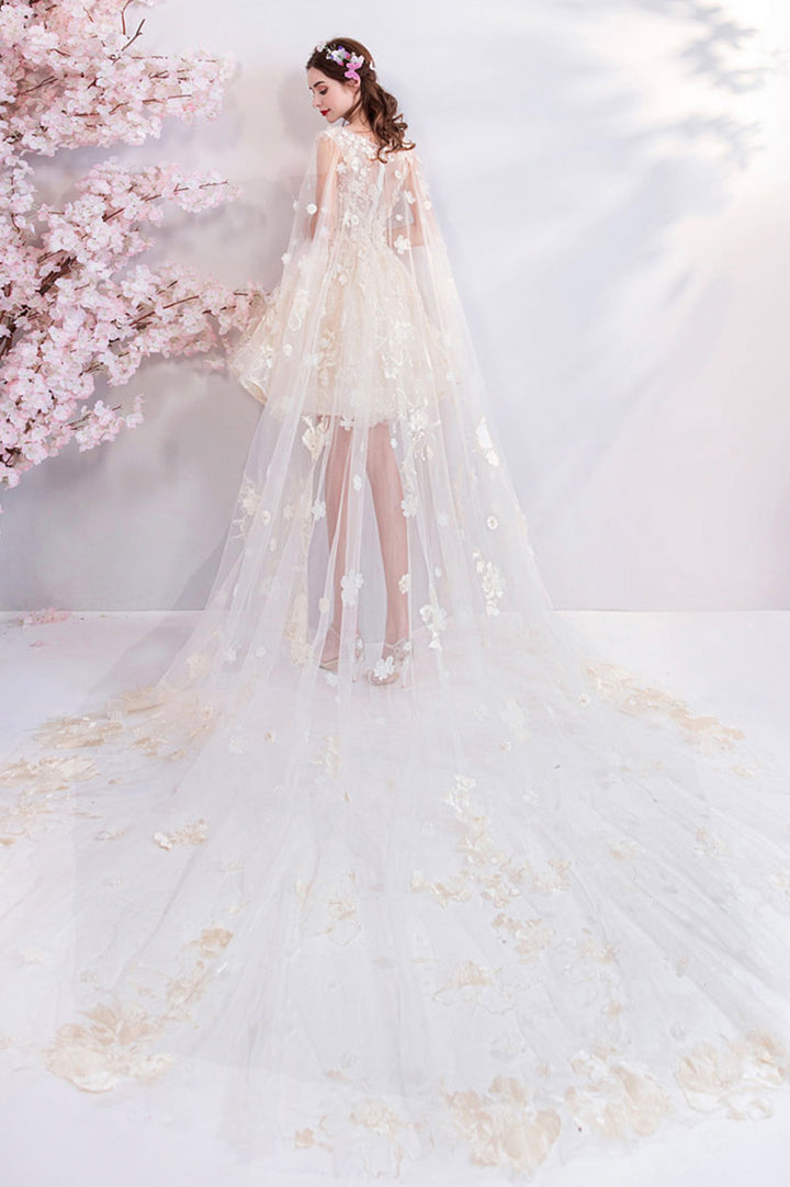 Luolandi Charming Tulle Lace Short Prom Dresses A-Line Lace Party Dresses With Flowers