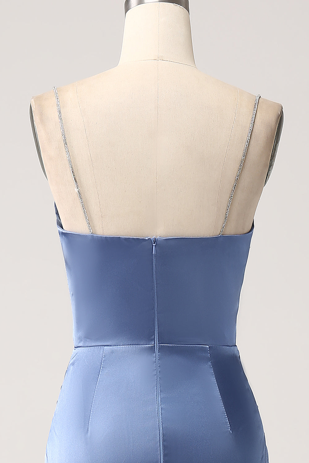 Luolandi Blue Mermaid Spaghetti Straps Cut Out Satin Long Prom Dress Evening Dresses