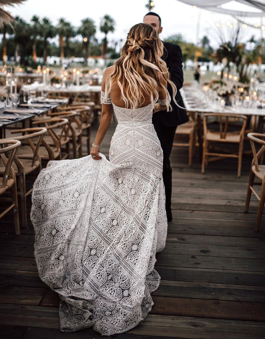 Luolandi Sweetheart Mermaid Lace Wedding Dress Off Shoulder Sexy Elegant