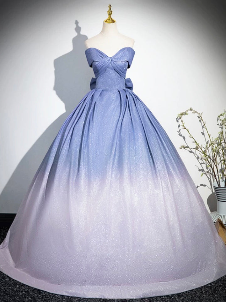 Luolandi Gradient-Color Glitter Sequins Prom Dresses A-Line Princess Off-The-Shoulder Sleeveless Blue Formal Dresses
