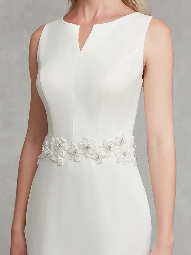 Luolandi Wedding Dresses V Neck Satin Regular Straps Simple Plus Size with Appliques Long